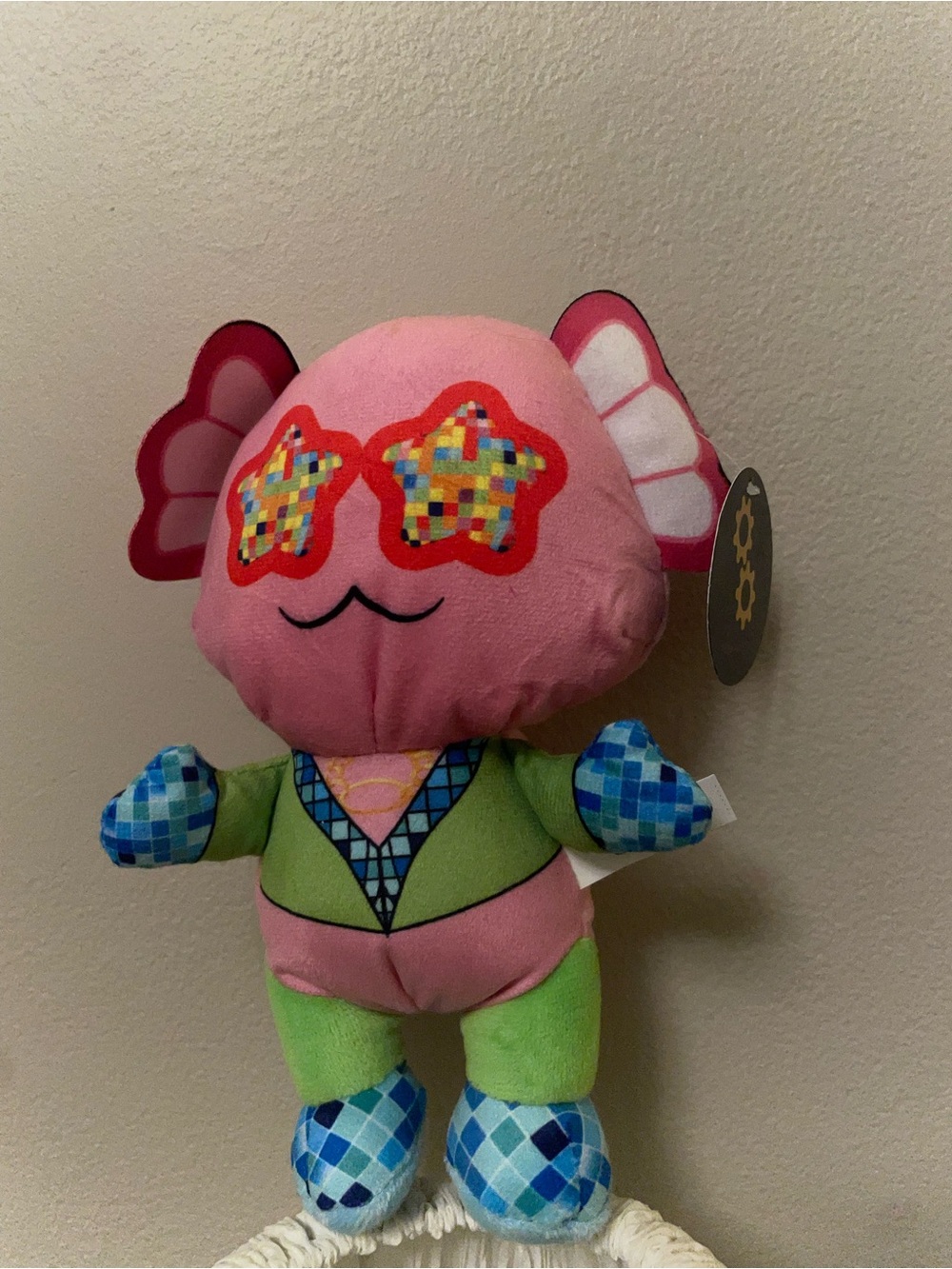 Plush Pink & Green Star-Sunglasses Stuffed Toy